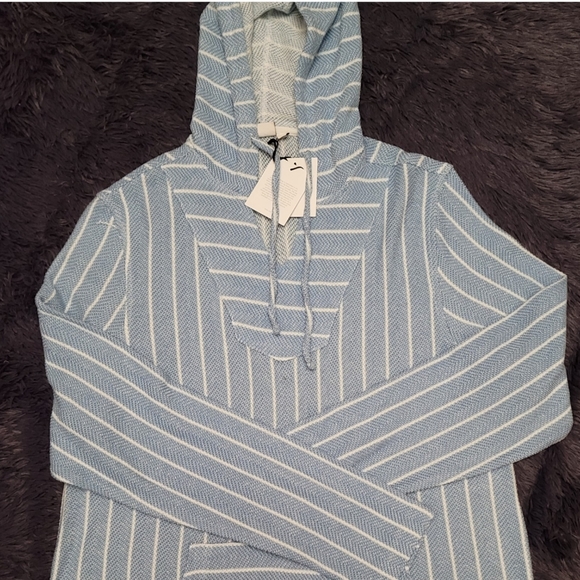 Onia Other - Onia- Easton Mixed Stripe Poncho, Lake Blue, sz. L